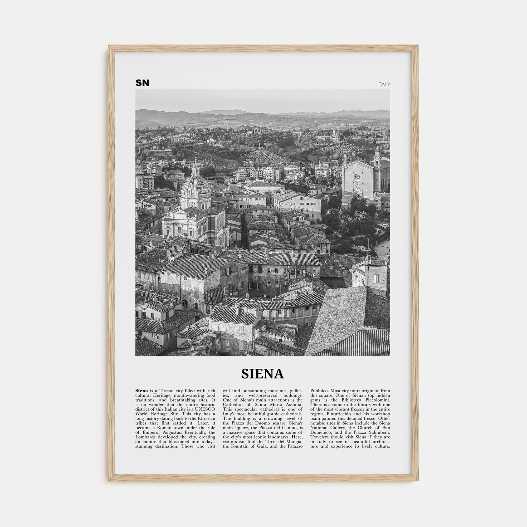 Siena Travel B&W Poster