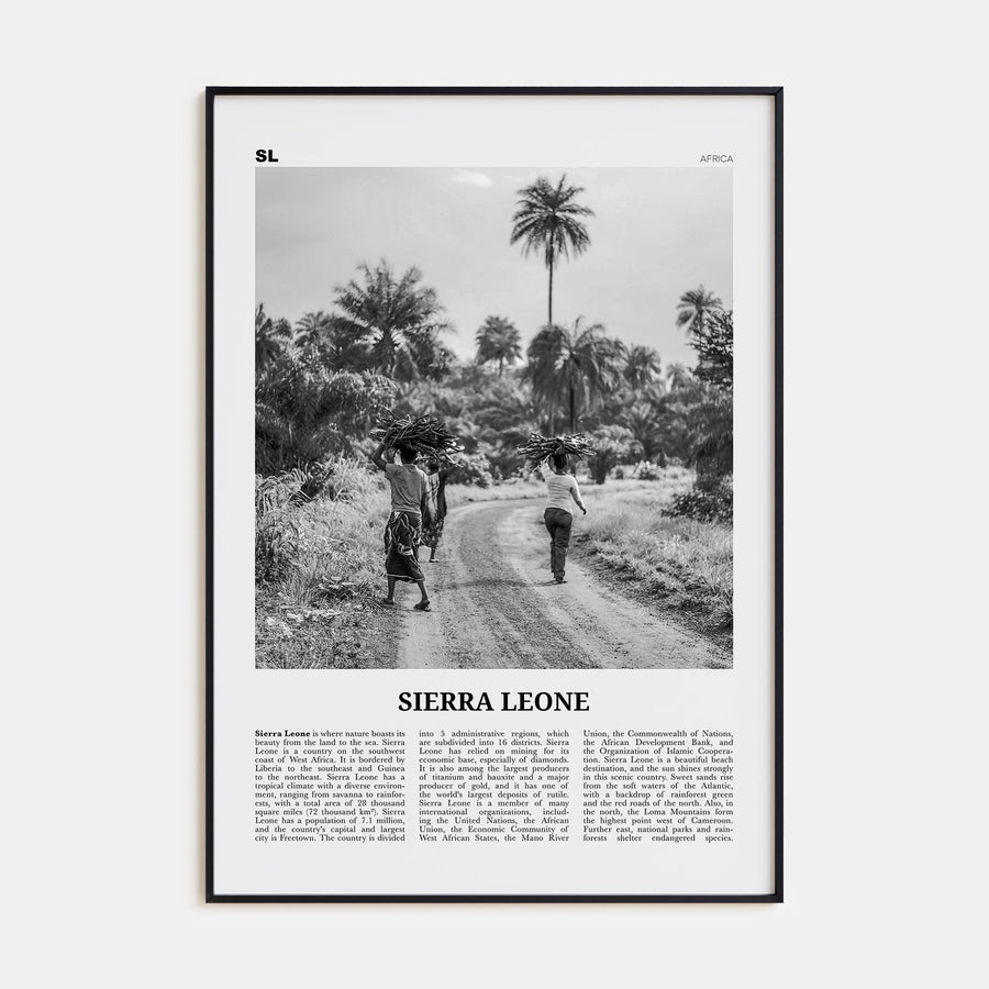 Sierra Leone Travel B&W Poster