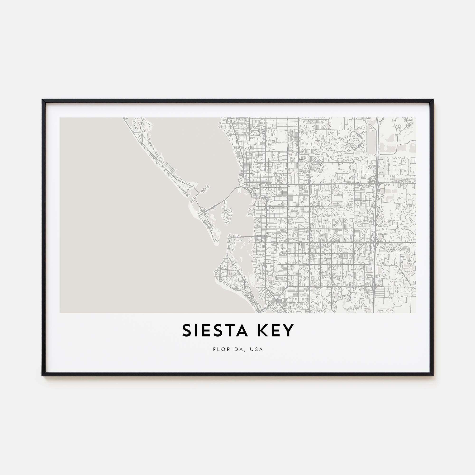 Siesta Key Map Landscape Poster