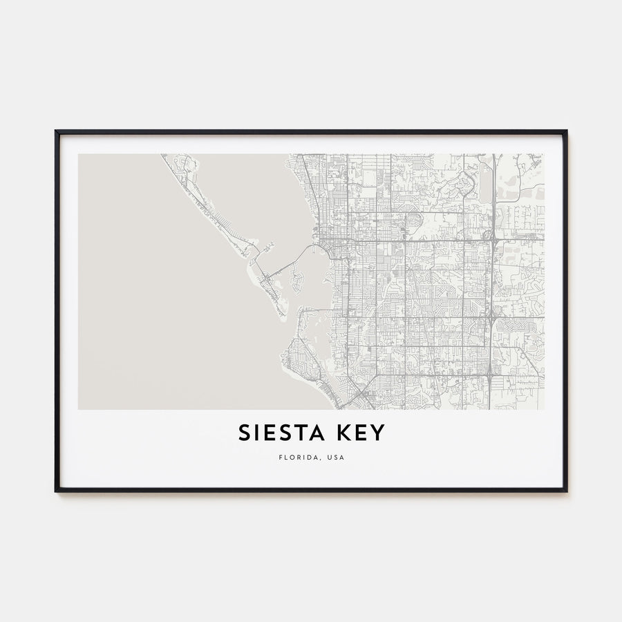 Siesta Key Map Landscape Poster