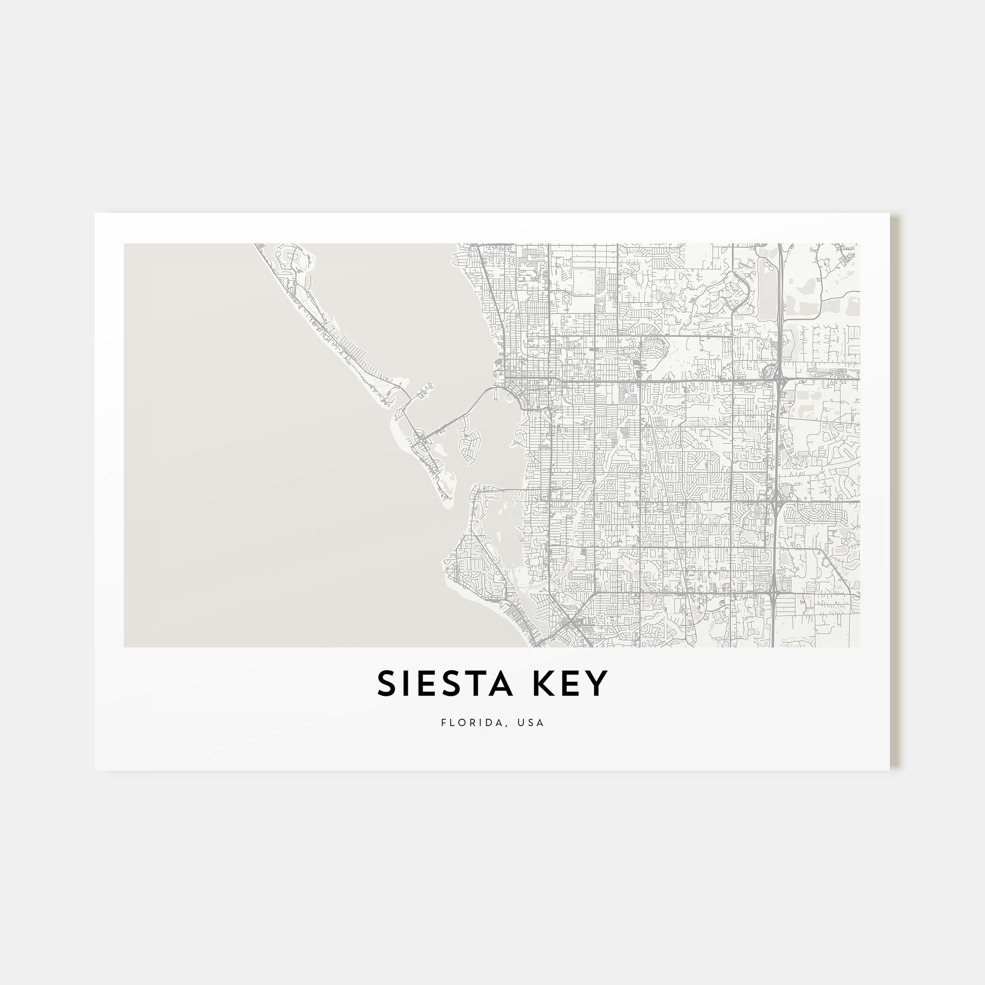 Siesta Key Map Landscape Poster