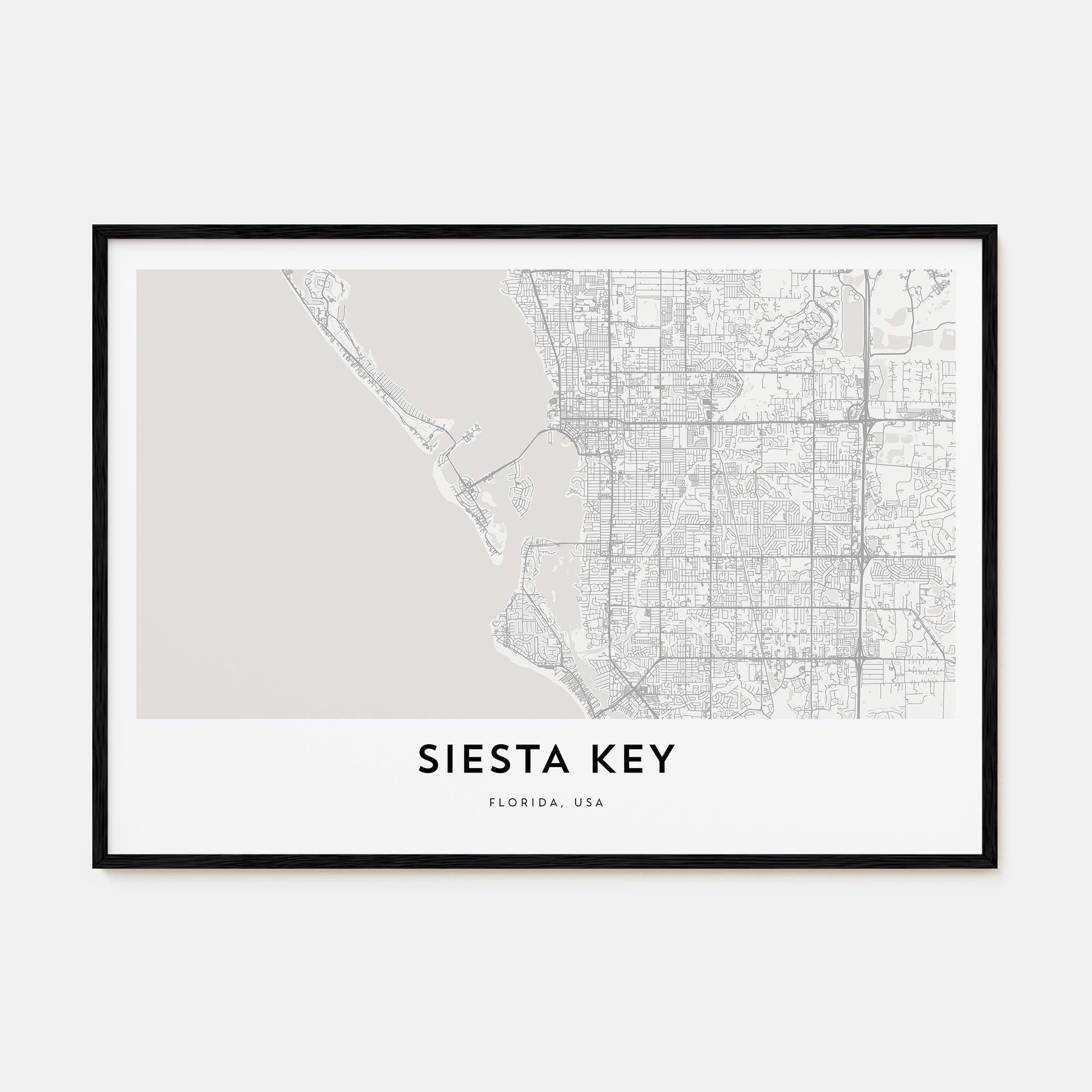 Siesta Key Map Landscape Poster