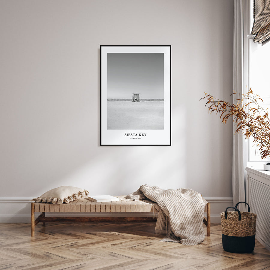 Siesta Key Portrait B&W Poster