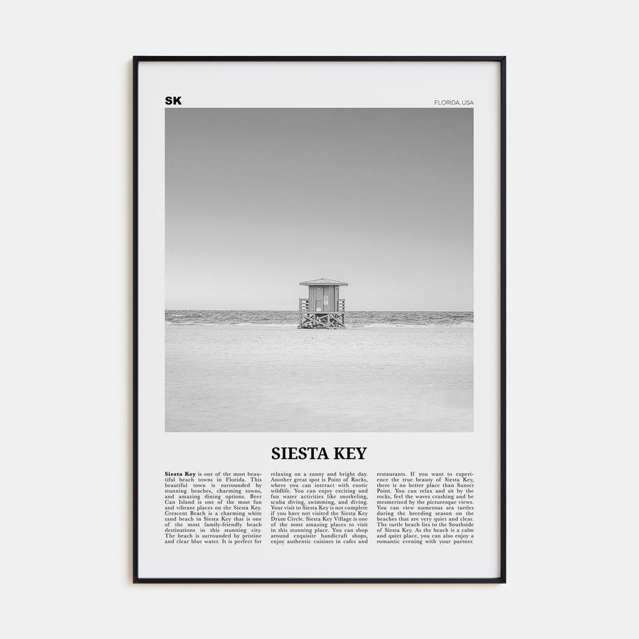 Siesta Key Travel B&W Poster
