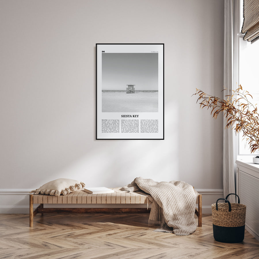 Siesta Key Travel B&W Poster