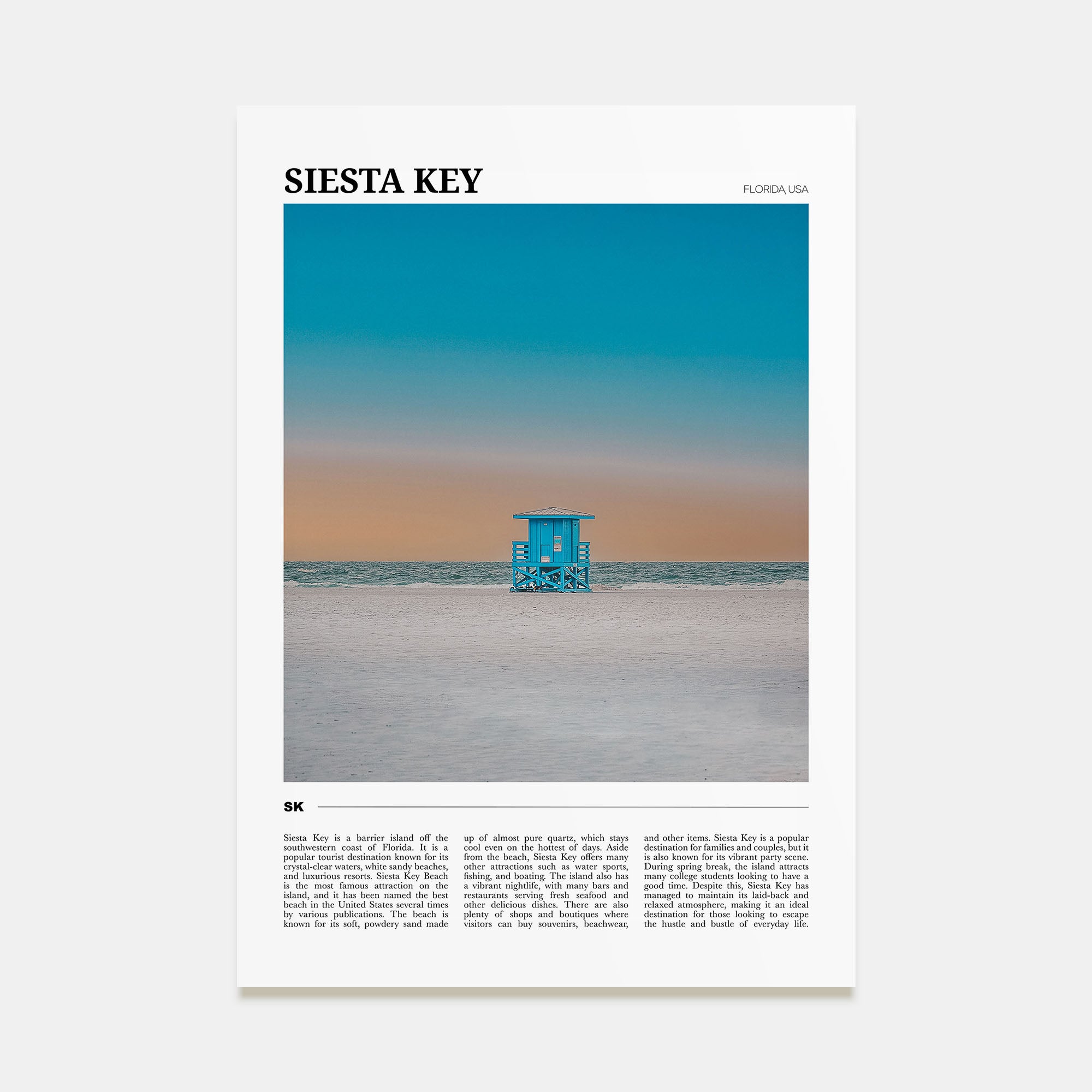 Siesta Key Travel Color Poster