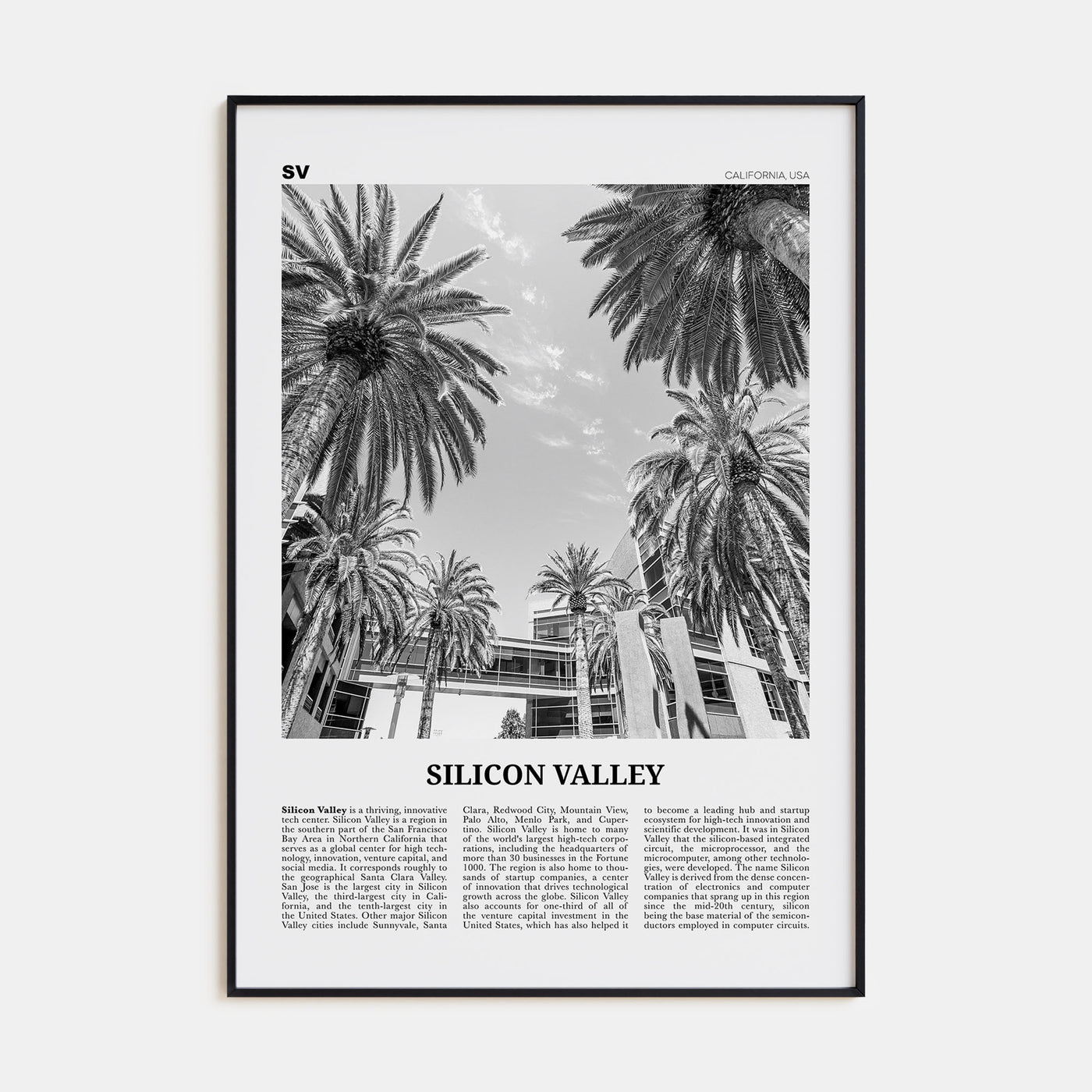 Silicon Valley Travel B&W Poster