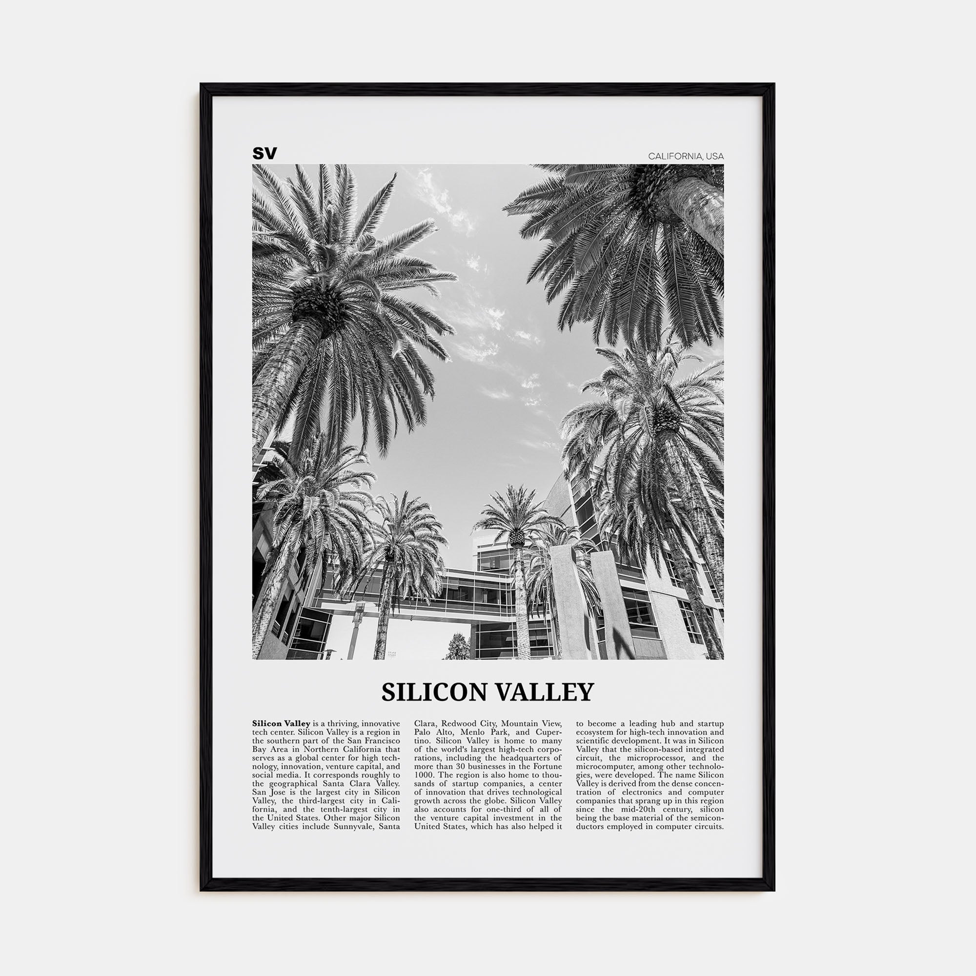Silicon Valley Travel B&W Poster