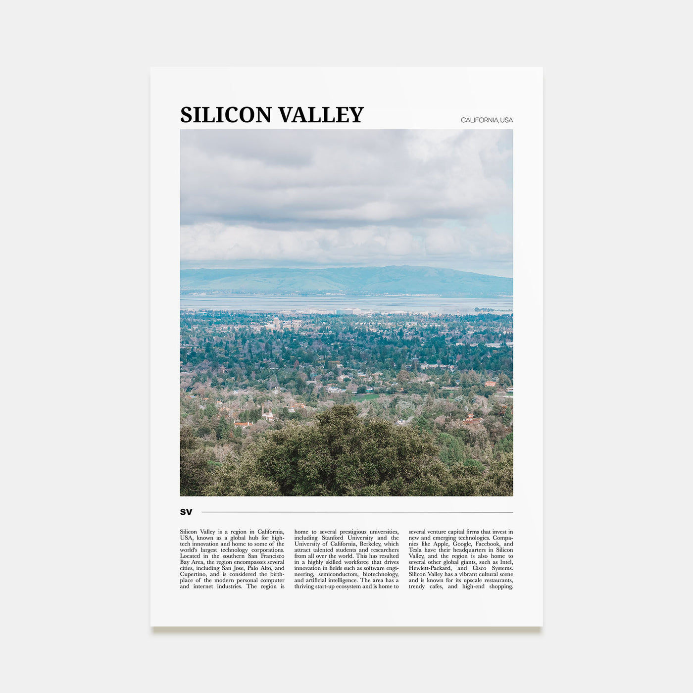 Silicon Valley Travel Color No 1 Poster