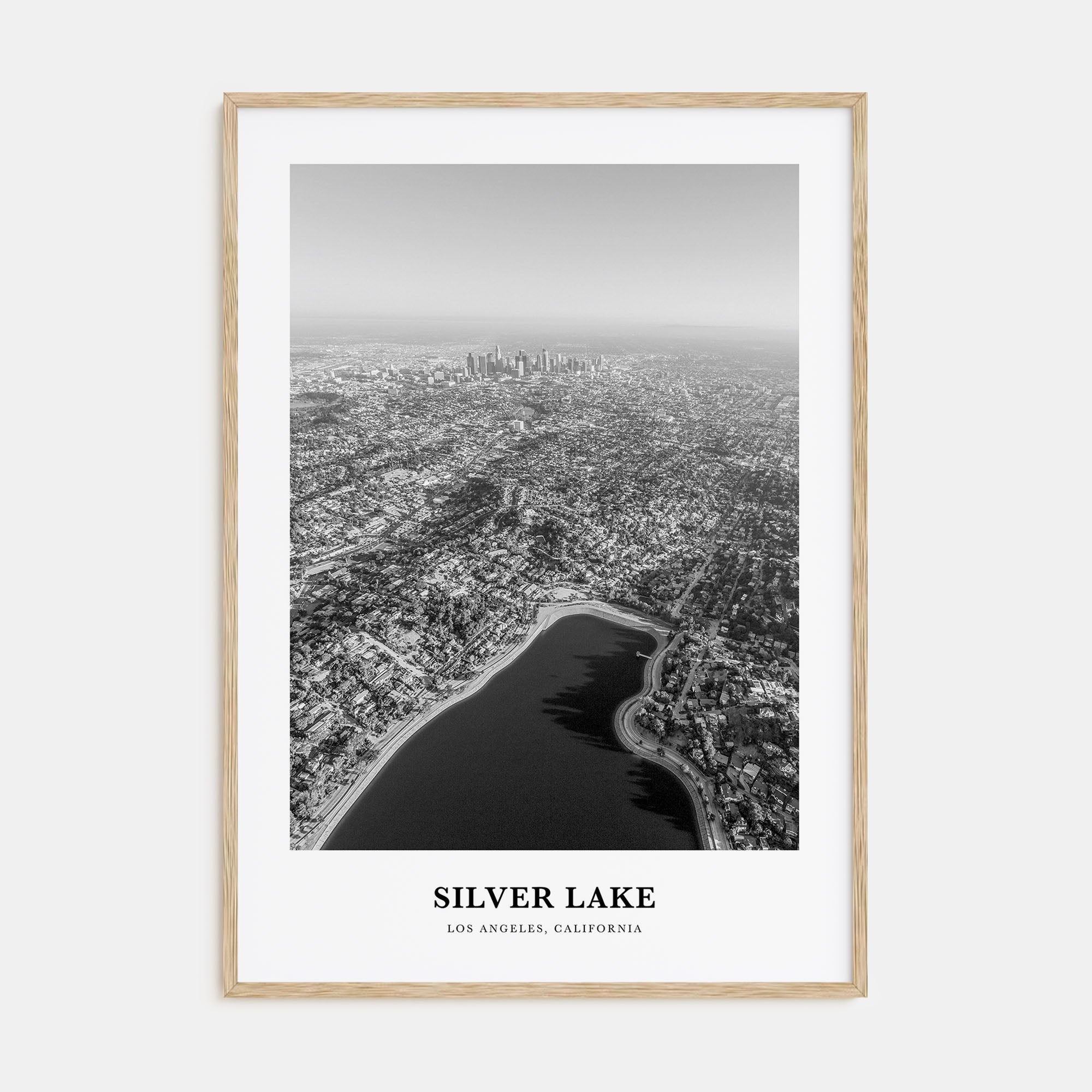 Silver Lake, Los Angeles Portrait B&W Poster