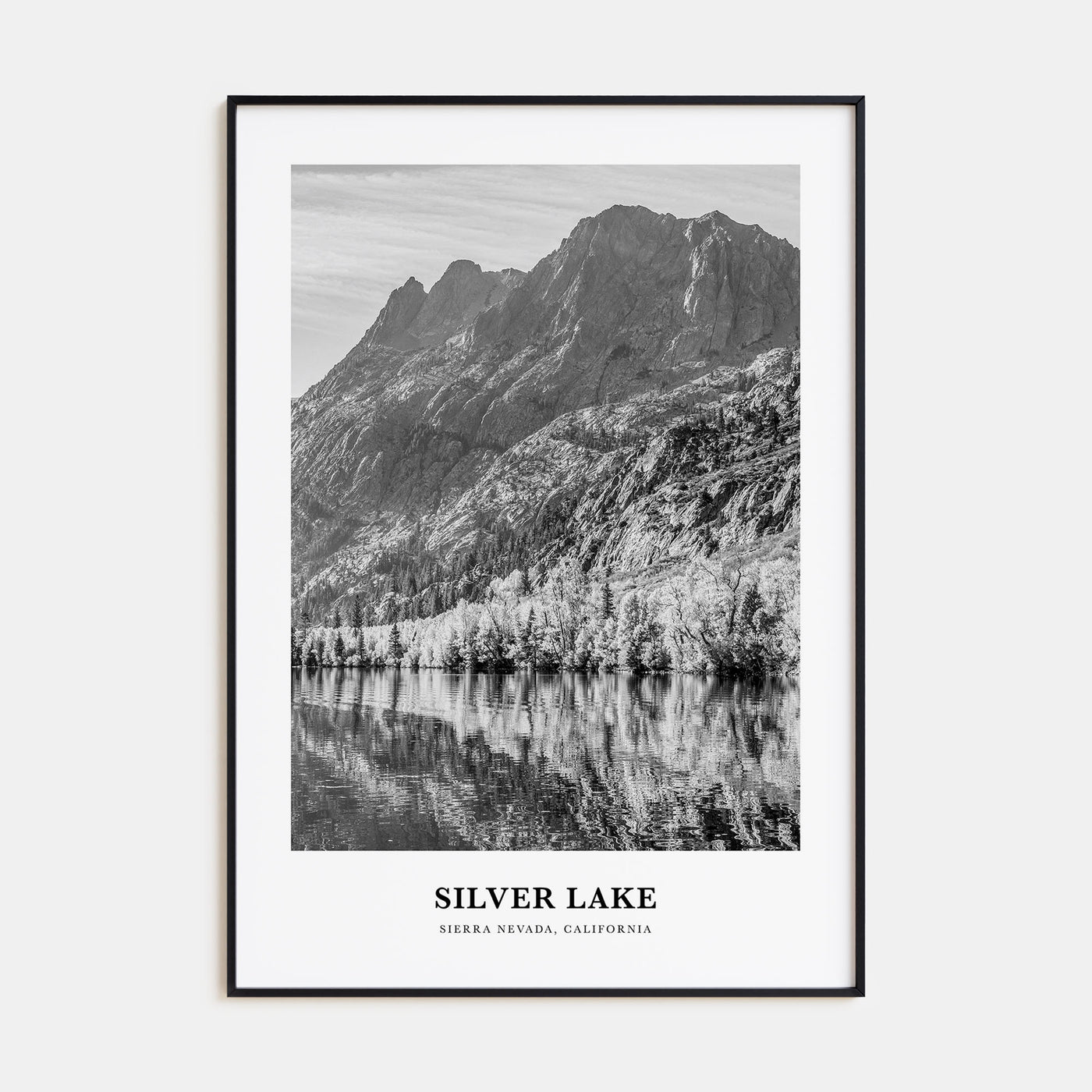 Silver Lake, Sierra Nevada Portrait B&W Poster