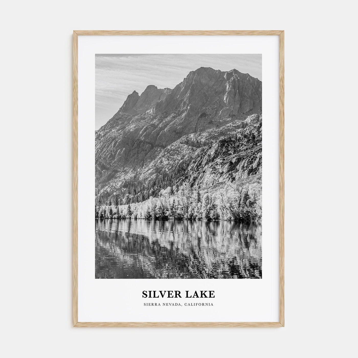 Silver Lake, Sierra Nevada Portrait B&W Poster