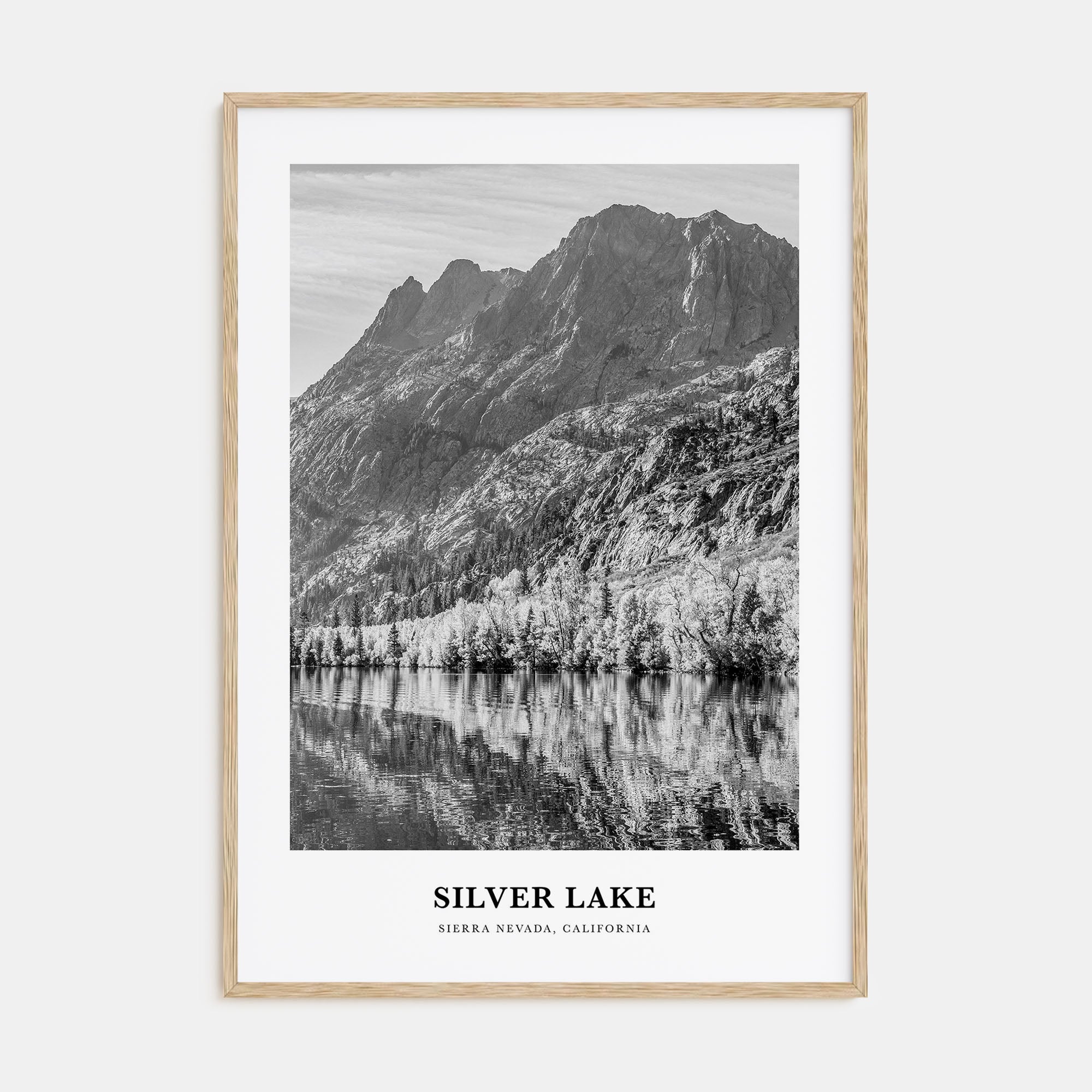 Silver Lake, Sierra Nevada Portrait B&W Poster