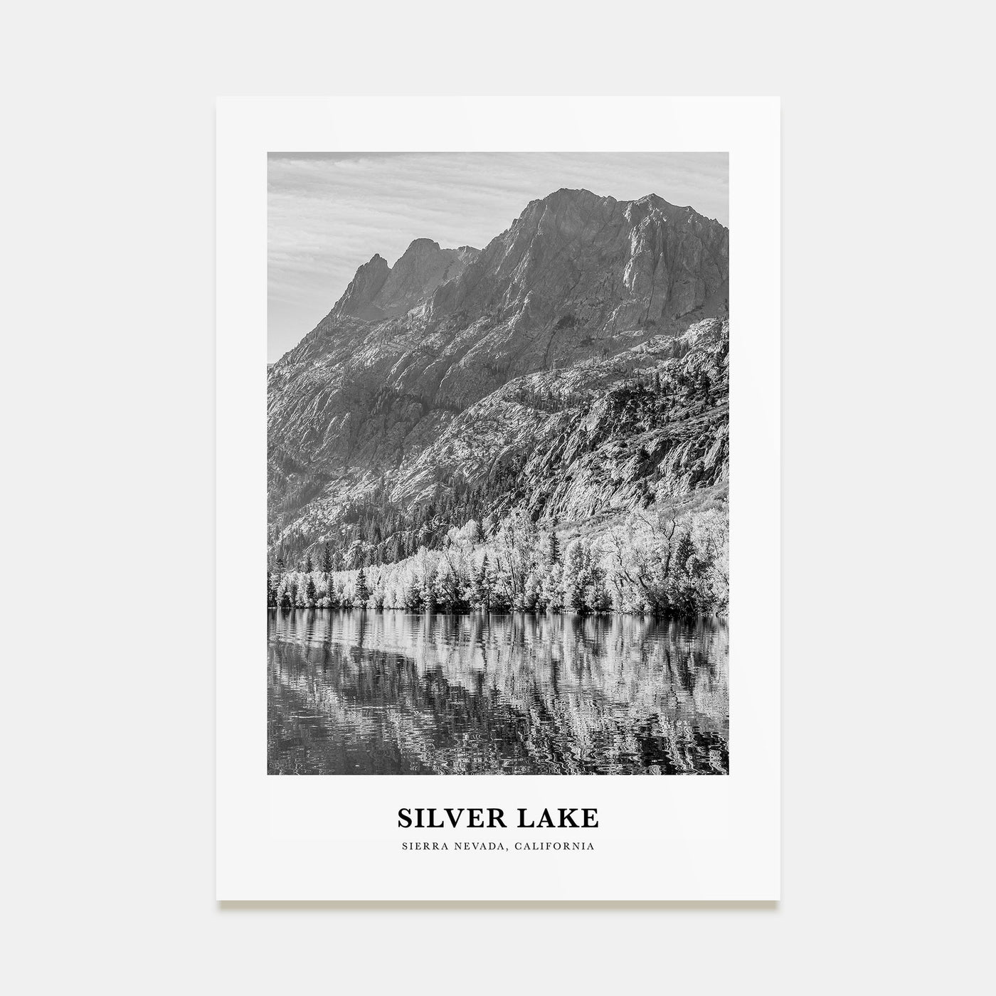 Silver Lake, Sierra Nevada Portrait B&W Poster