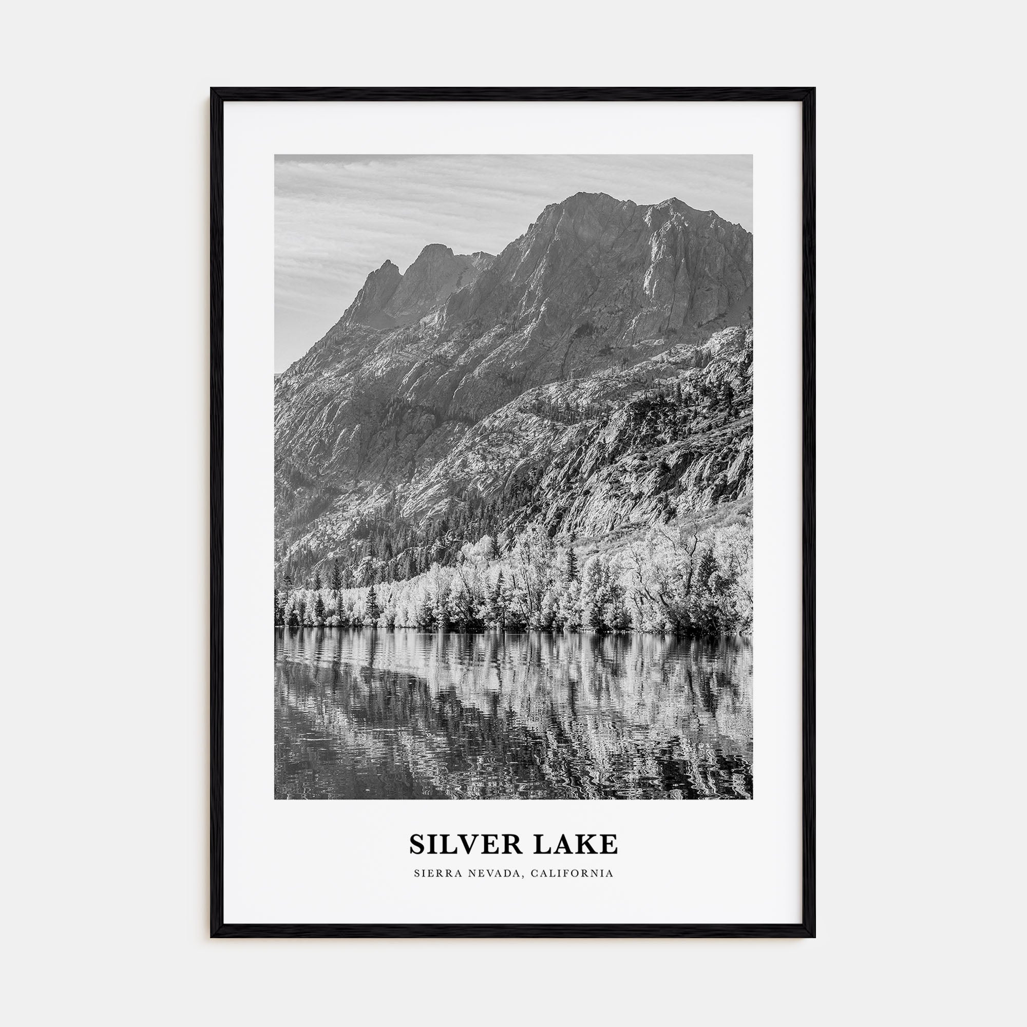 Silver Lake, Sierra Nevada Portrait B&W Poster
