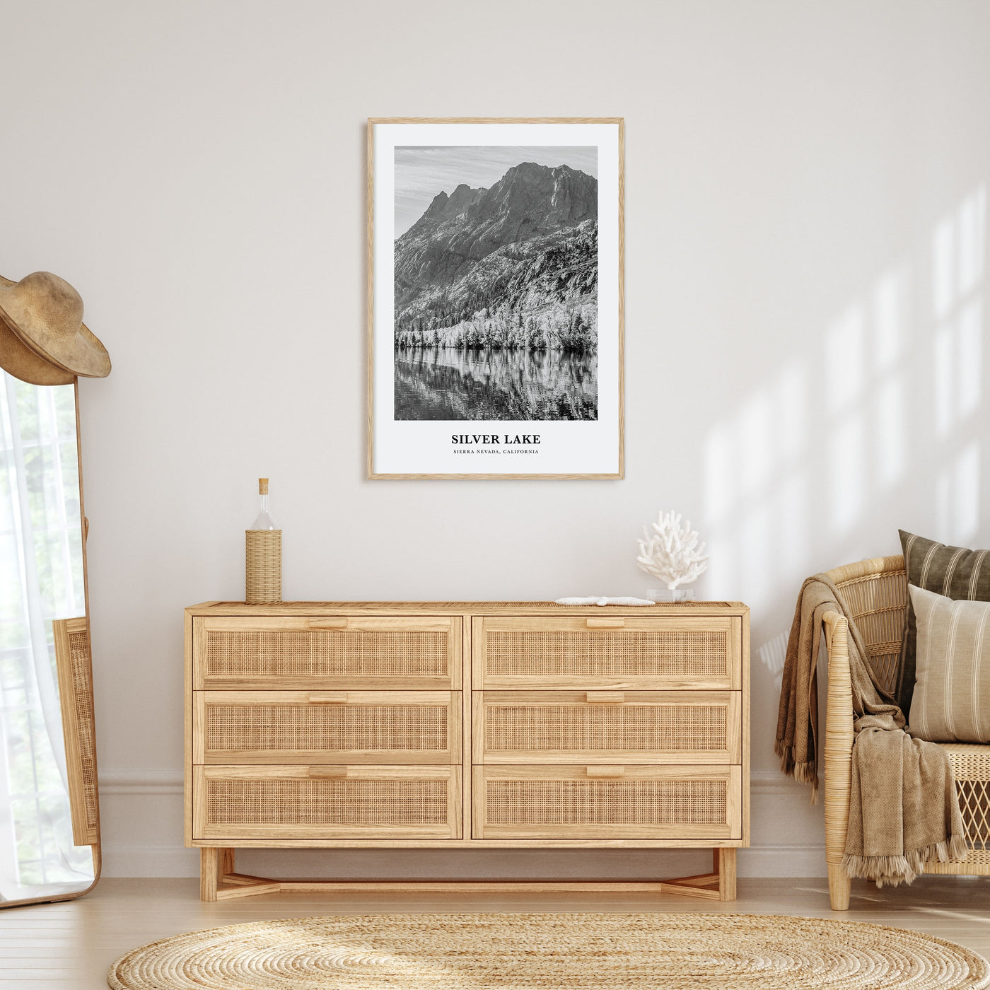 Silver Lake, Sierra Nevada Portrait B&W Poster