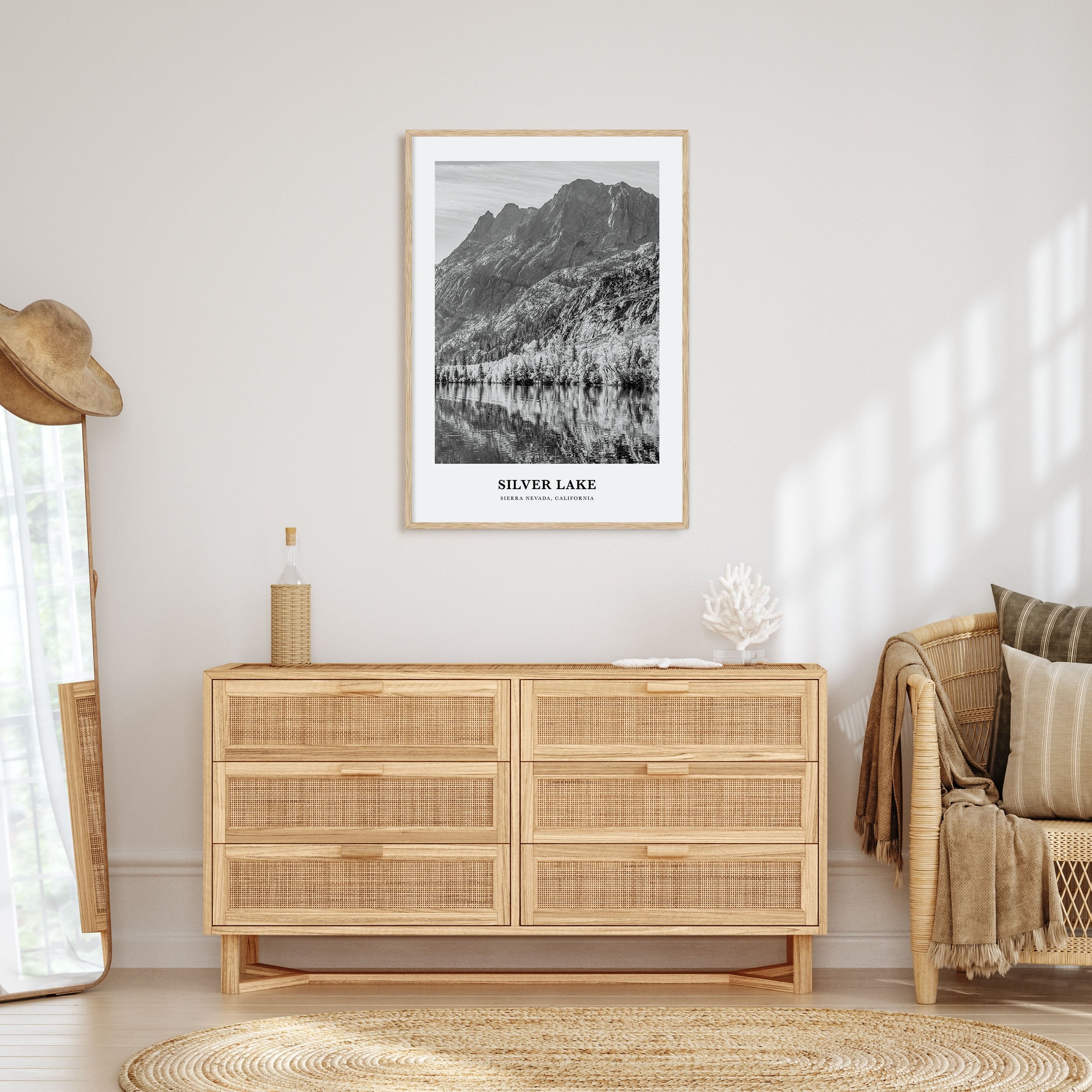 Silver Lake, Sierra Nevada Portrait B&W Poster