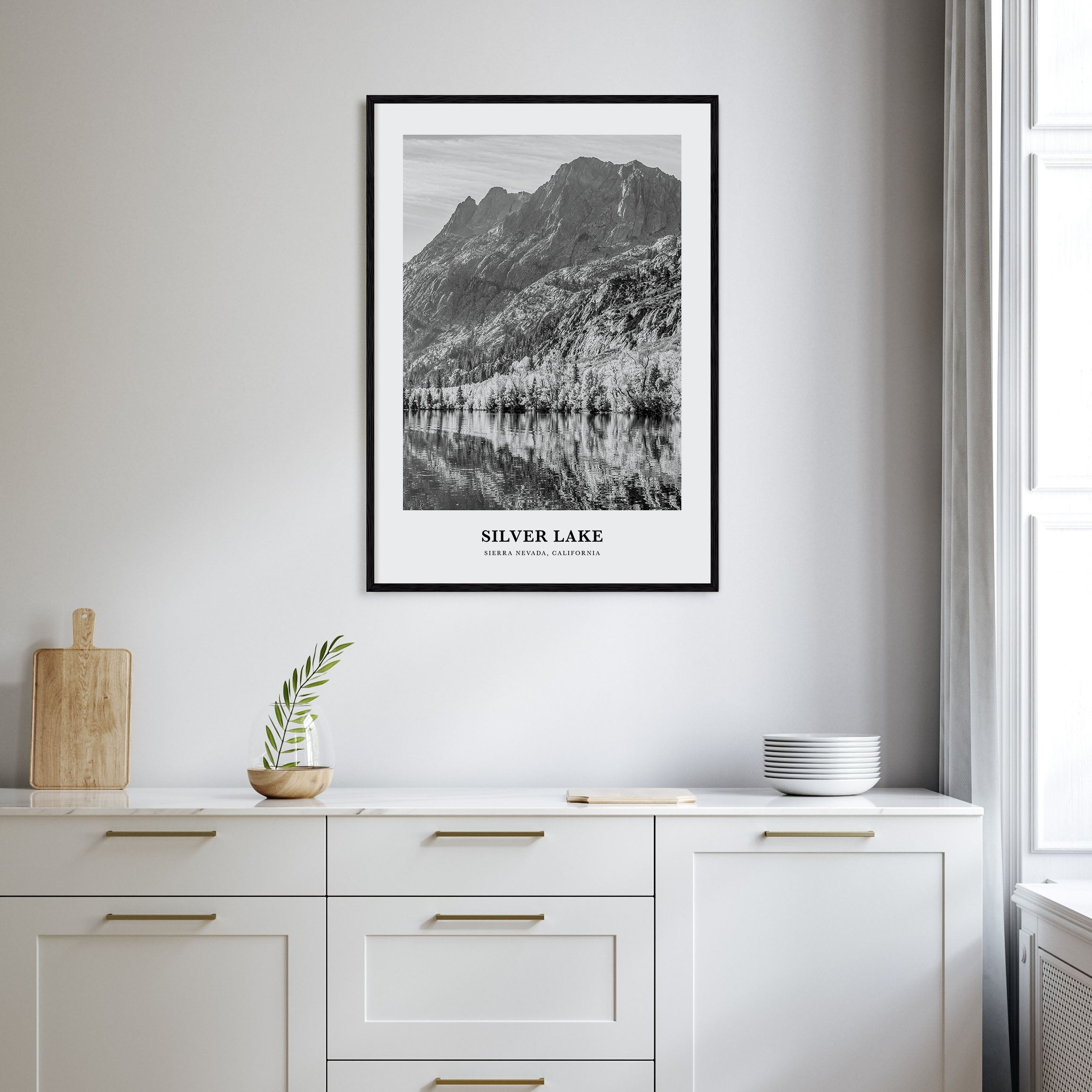 Silver Lake, Sierra Nevada Portrait B&W Poster