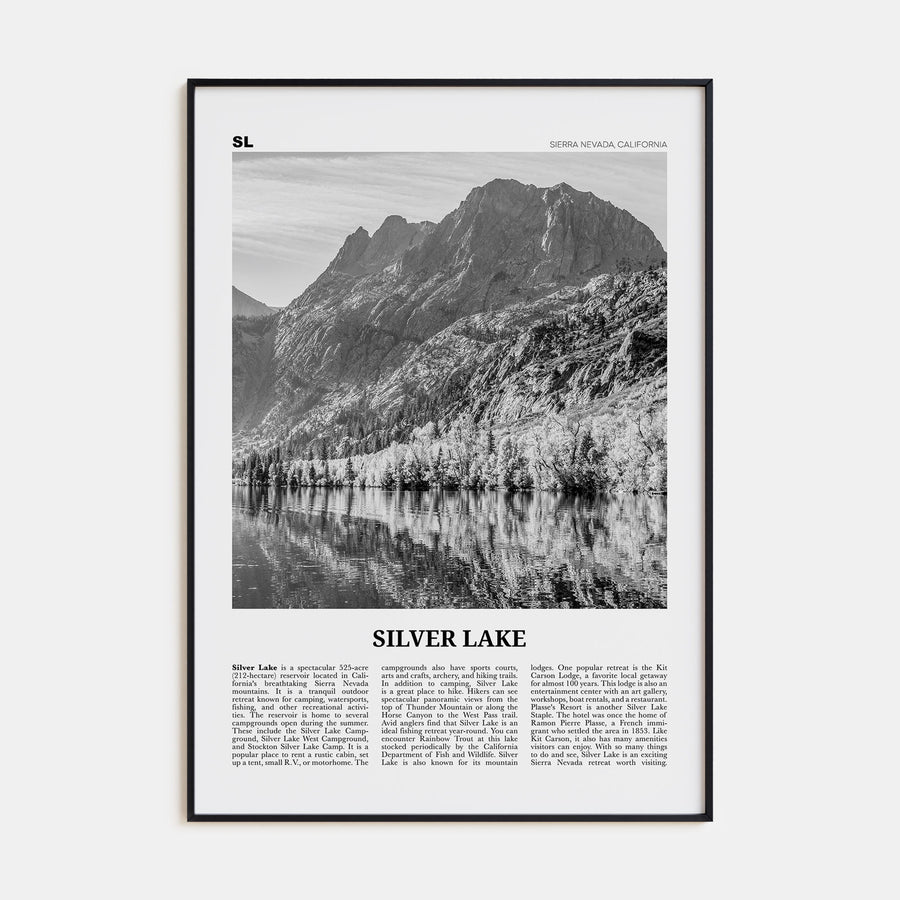 Silver Lake, Sierra Nevada Travel B&W Poster