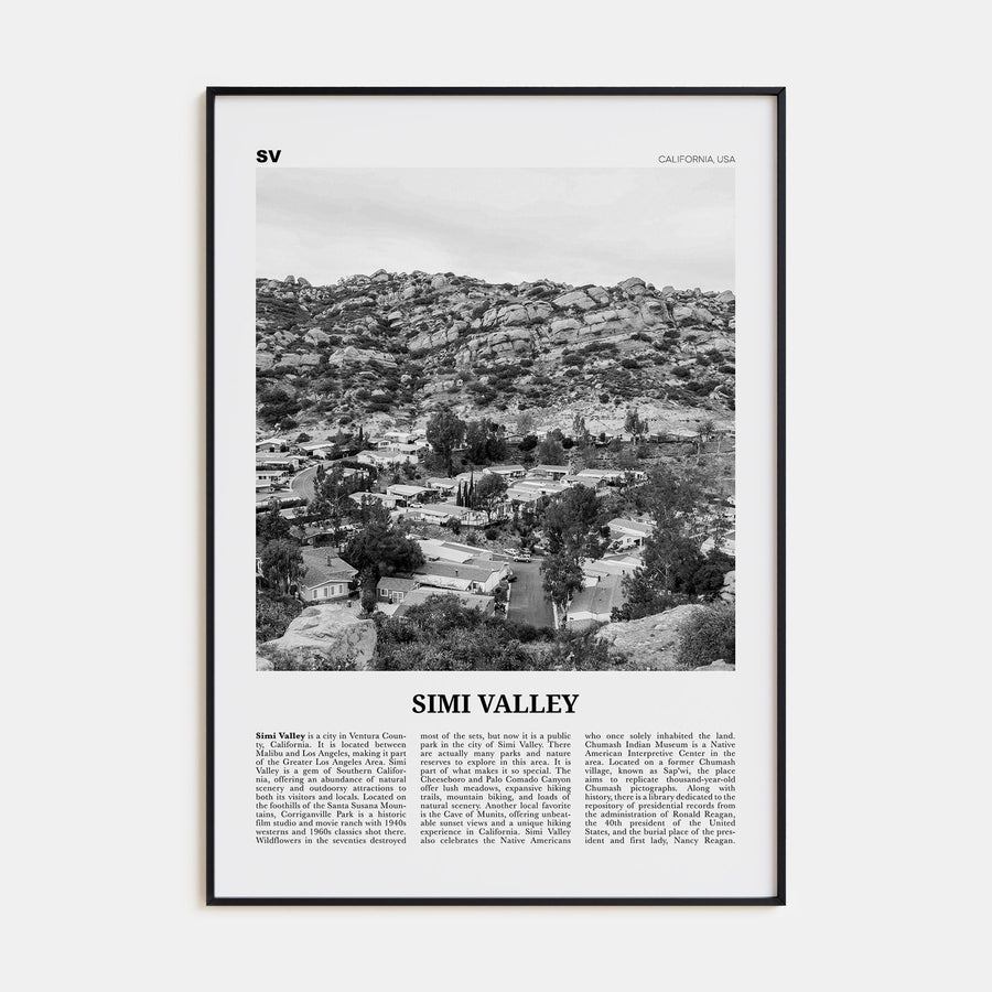 Simi Valley Travel B&W Poster