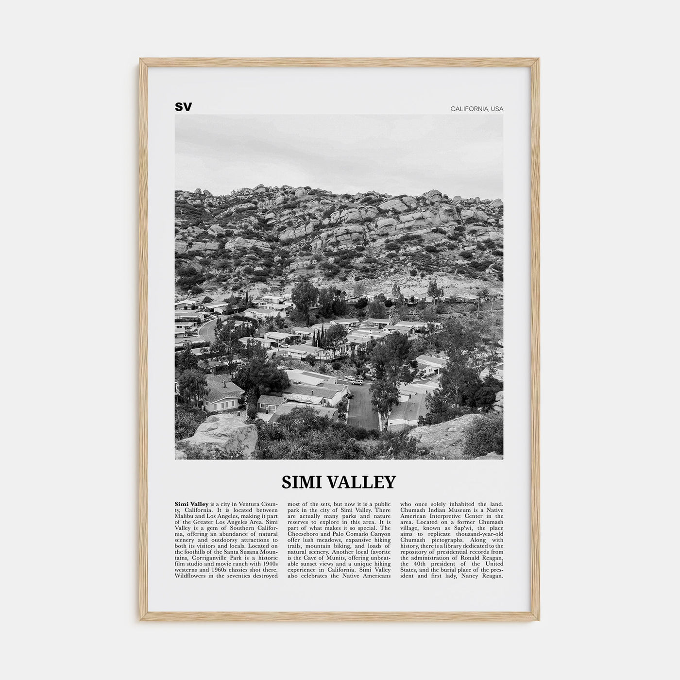 Simi Valley Travel B&W Poster