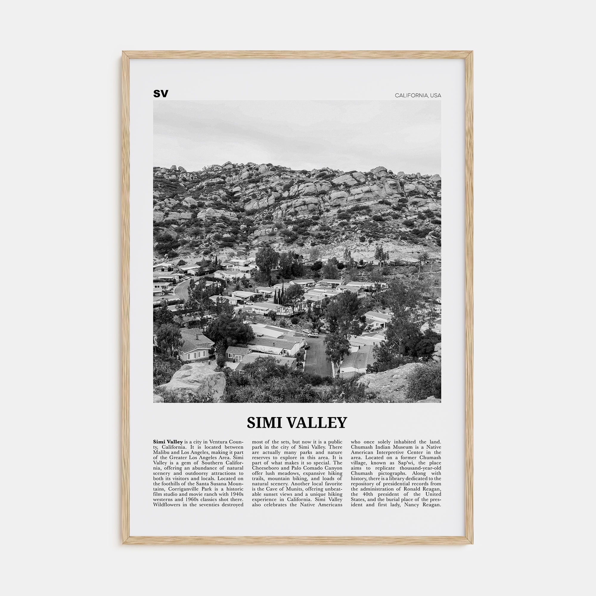 Simi Valley Travel B&W Poster