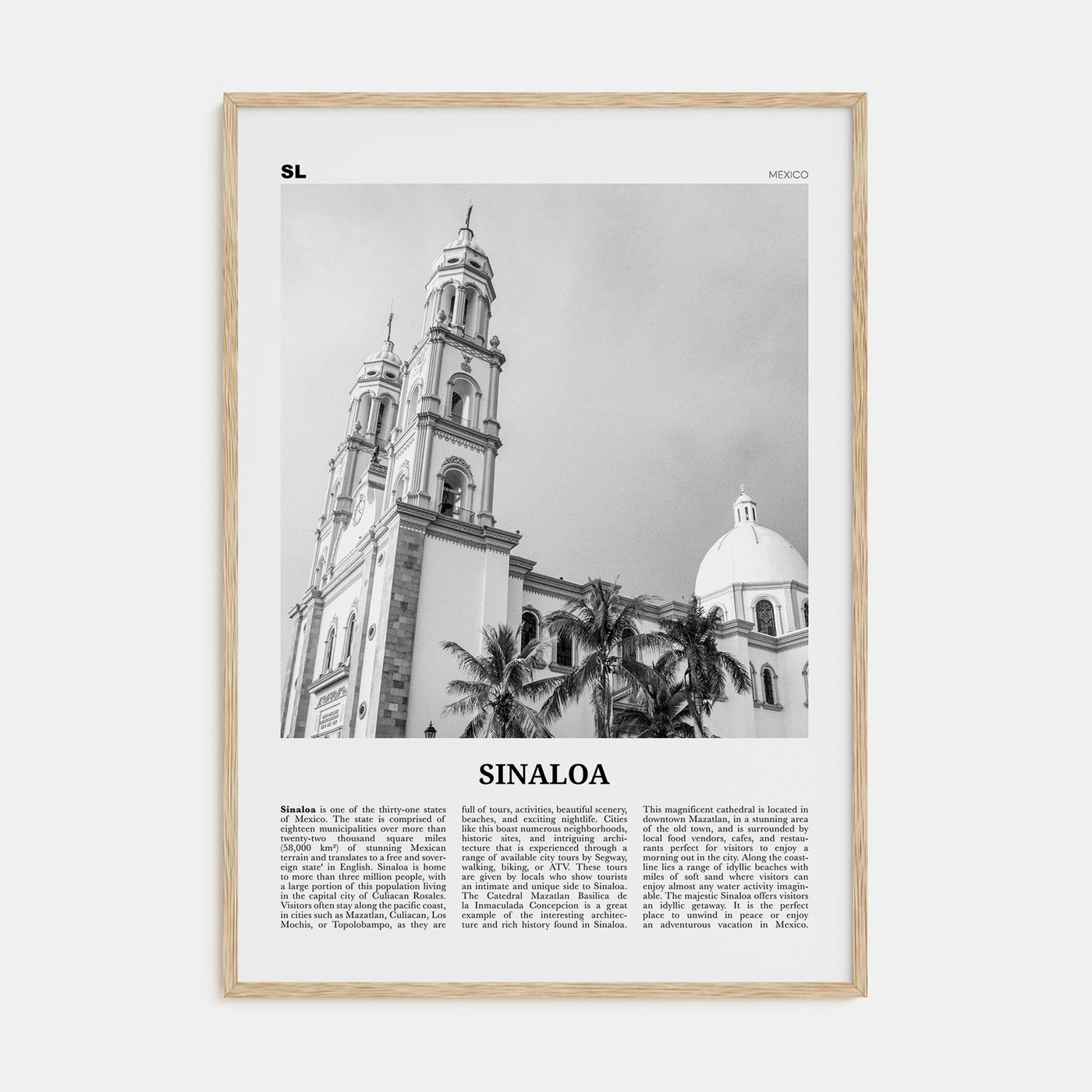 Sinaloa Travel B&W Poster