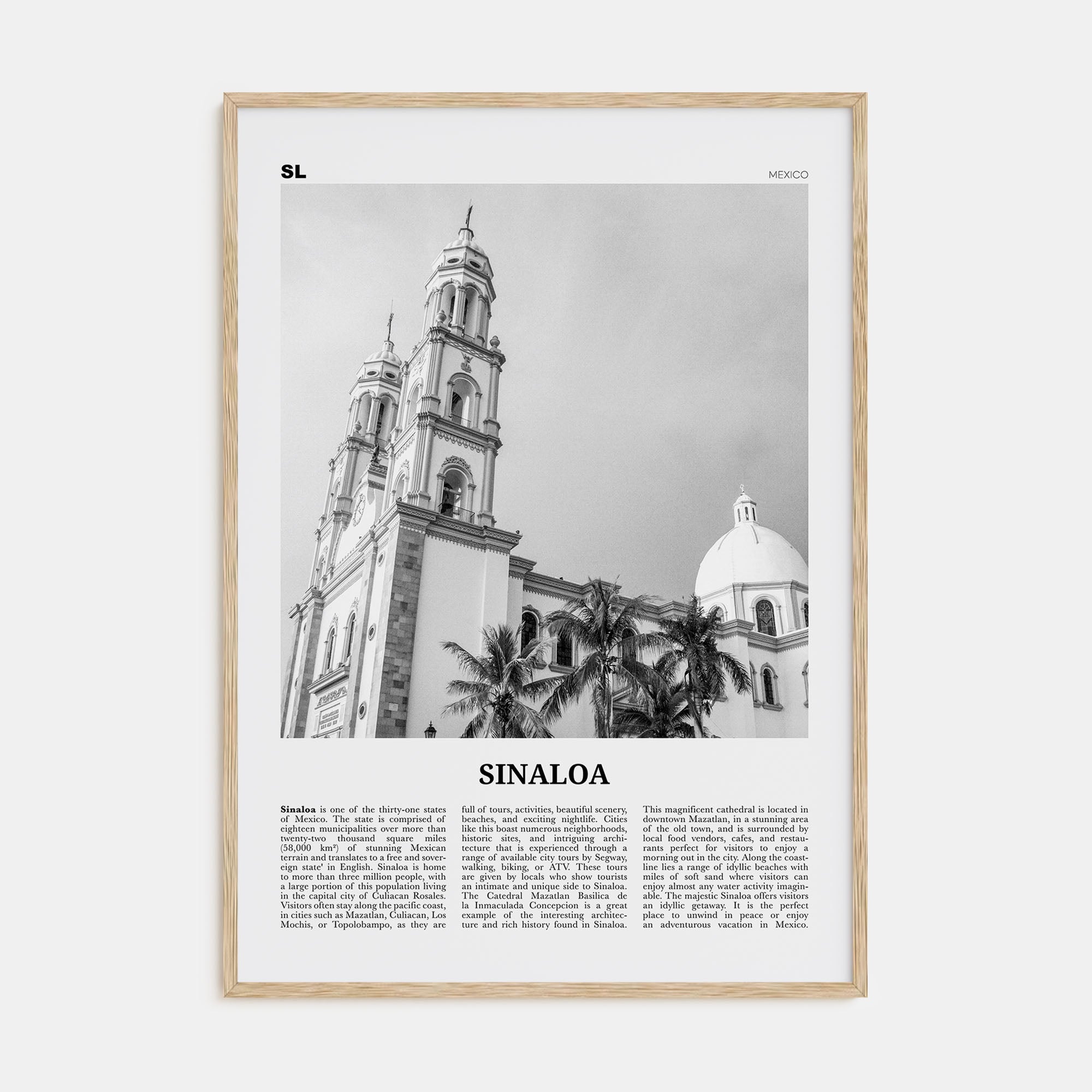 Sinaloa Travel B&W Poster