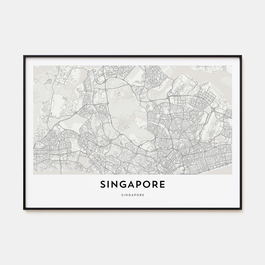 Singapore Map Landscape Poster