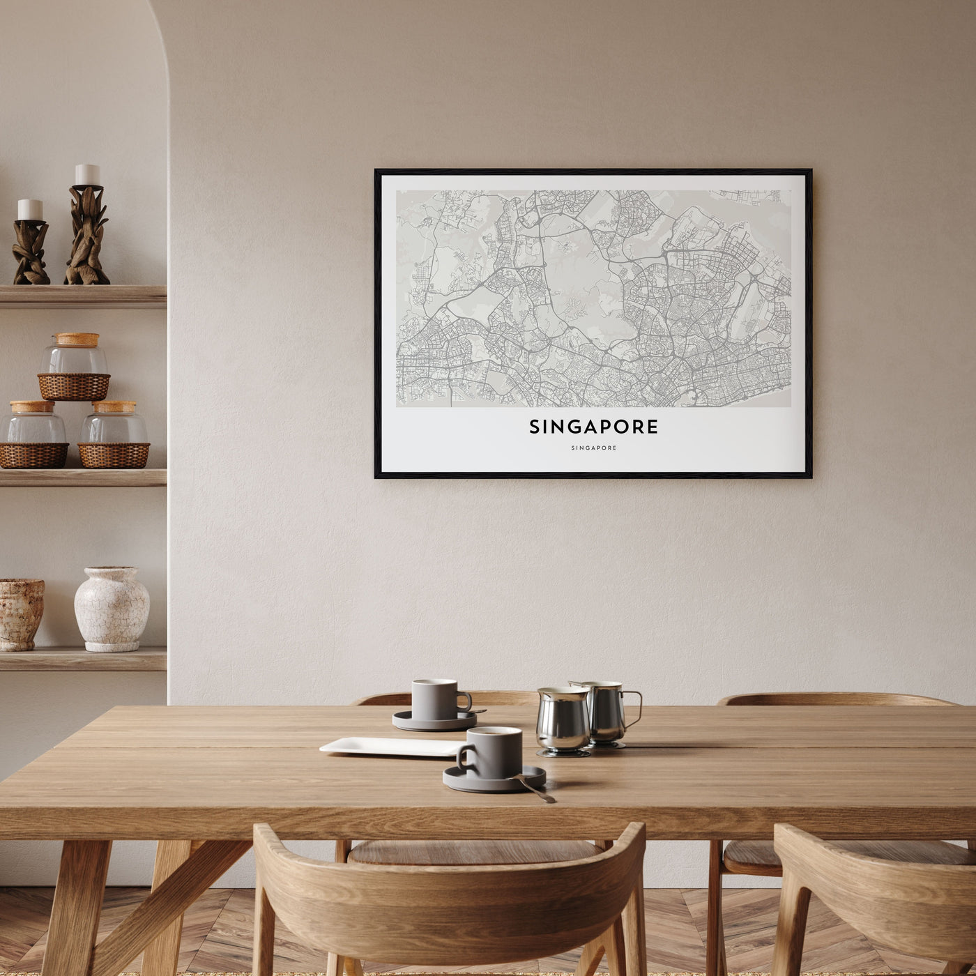 Singapore Map Landscape Poster