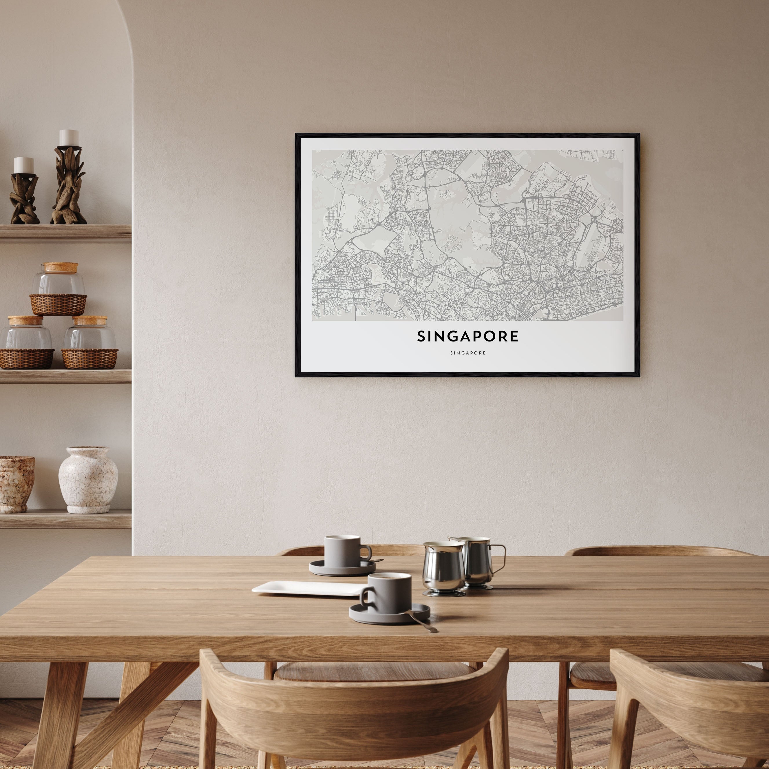 Singapore Map Landscape Poster
