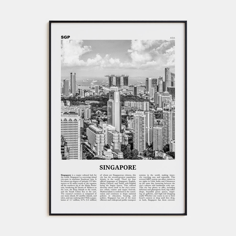 Singapore Travel B&W No 1 Poster