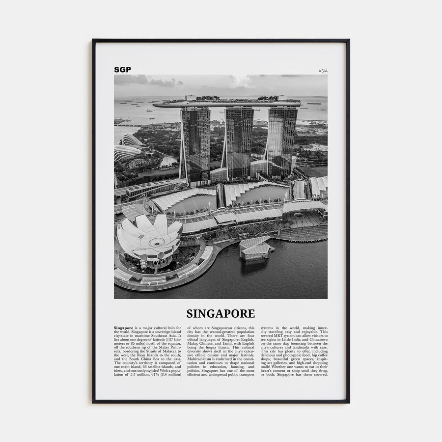 Singapore Travel B&W No 3 Poster
