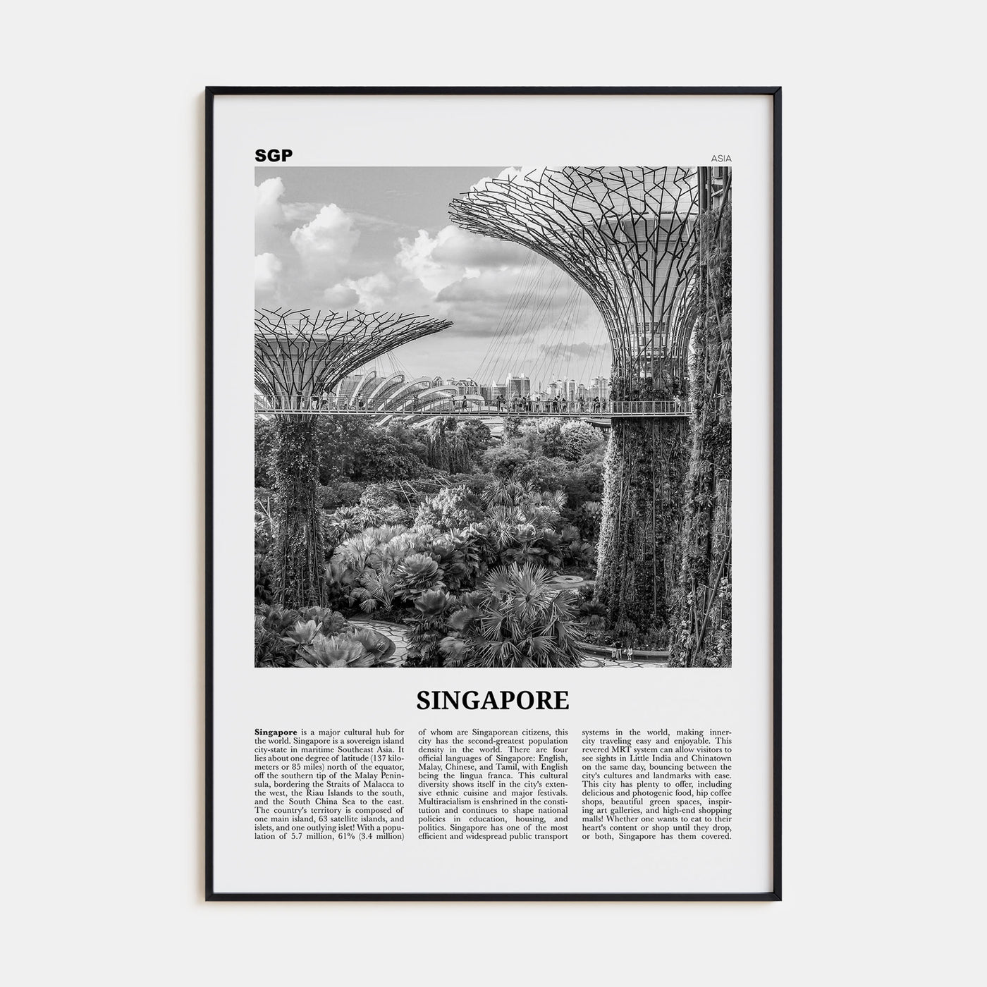 Singapore Travel B&W No 4 Poster