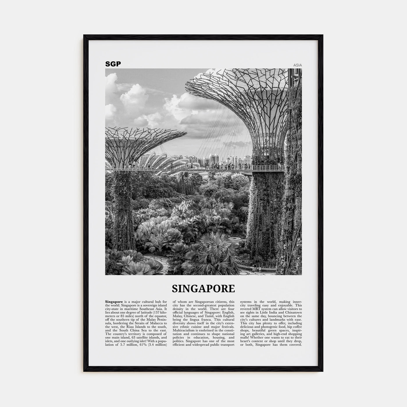 Singapore Travel B&W No 4 Poster