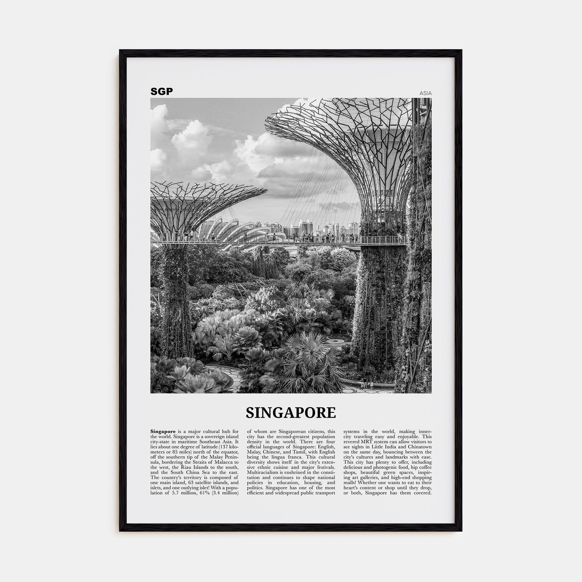 Singapore Travel B&W No 4 Poster