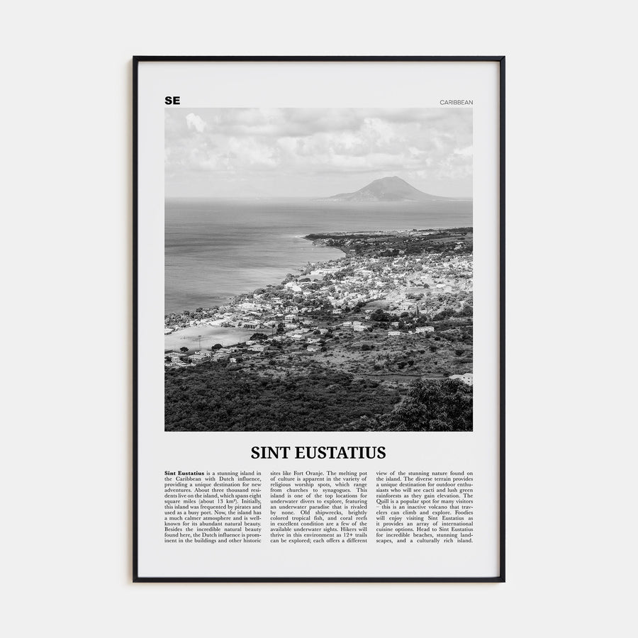 Sint Eustatius Travel B&W Poster