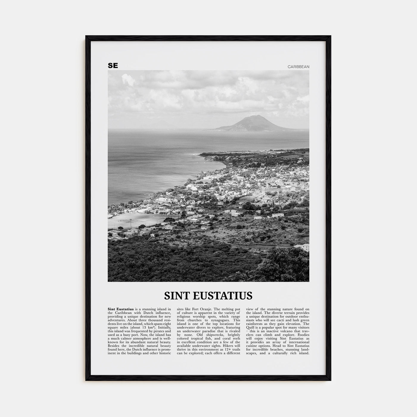 Sint Eustatius Travel B&W Poster