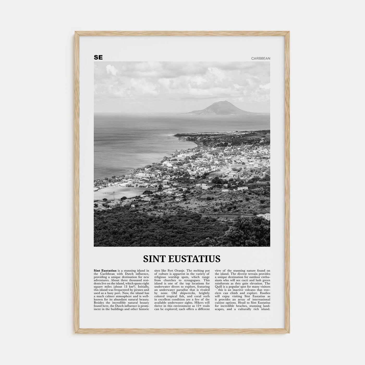 Sint Eustatius Travel B&W Poster