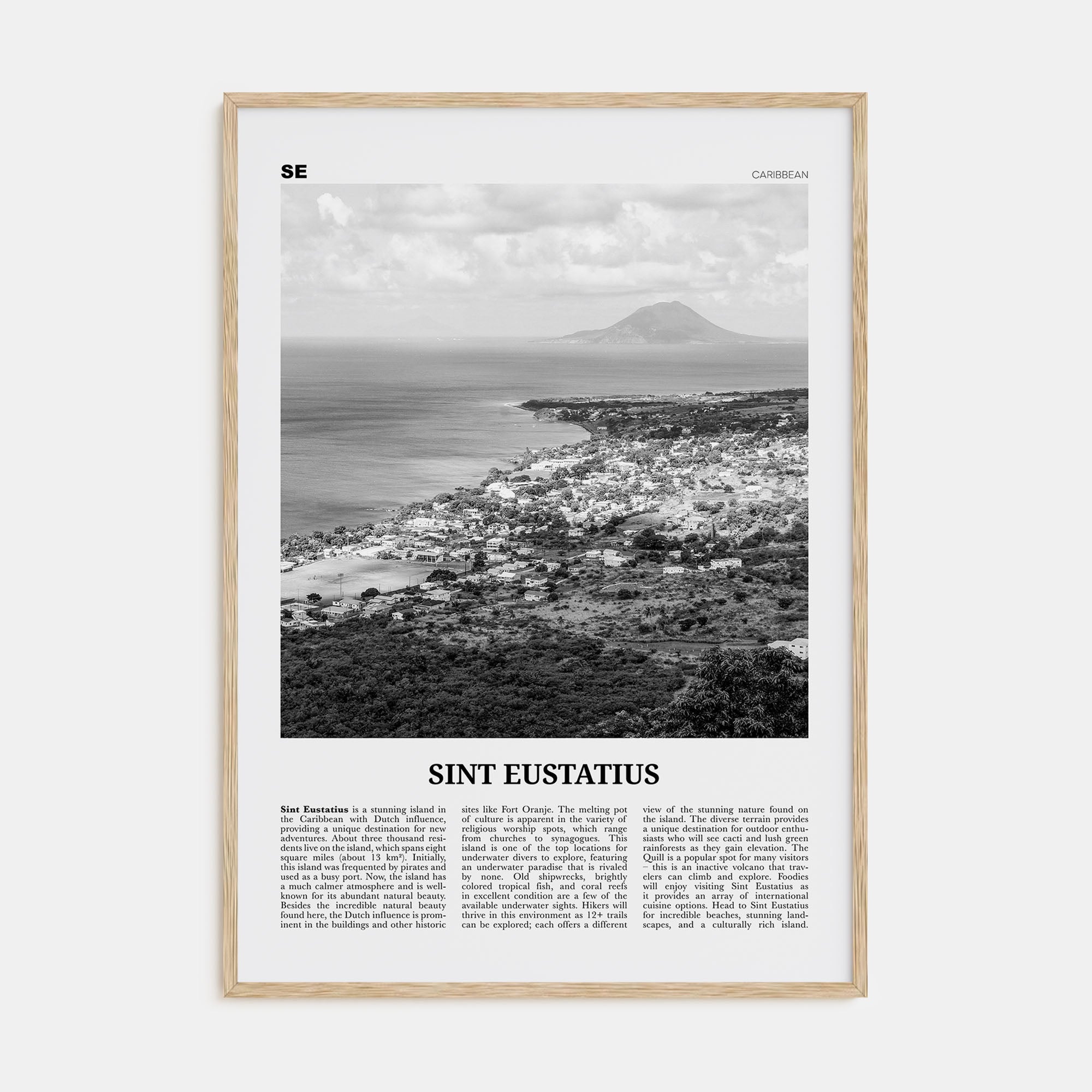 Sint Eustatius Travel B&W Poster