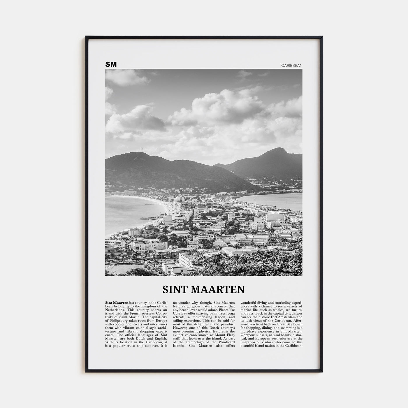 Sint Maarten Travel B&W No 1 Poster