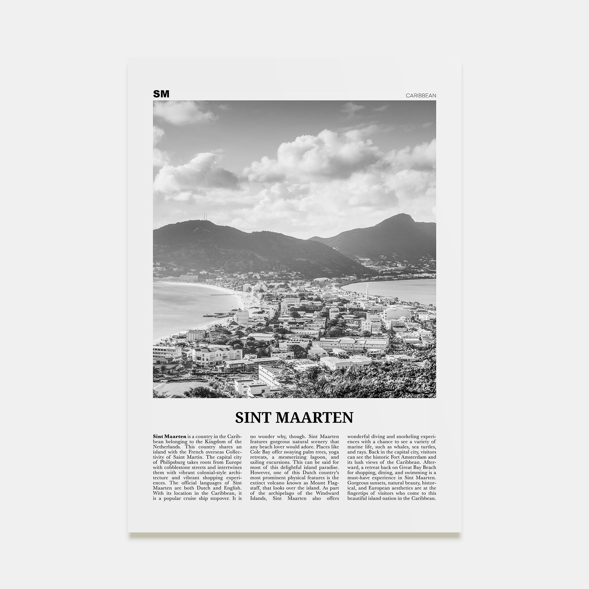 Sint Maarten Travel B&W No 1 Poster