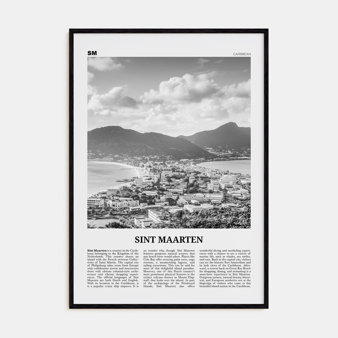 Sint Maarten Travel B&W No 1 Poster
