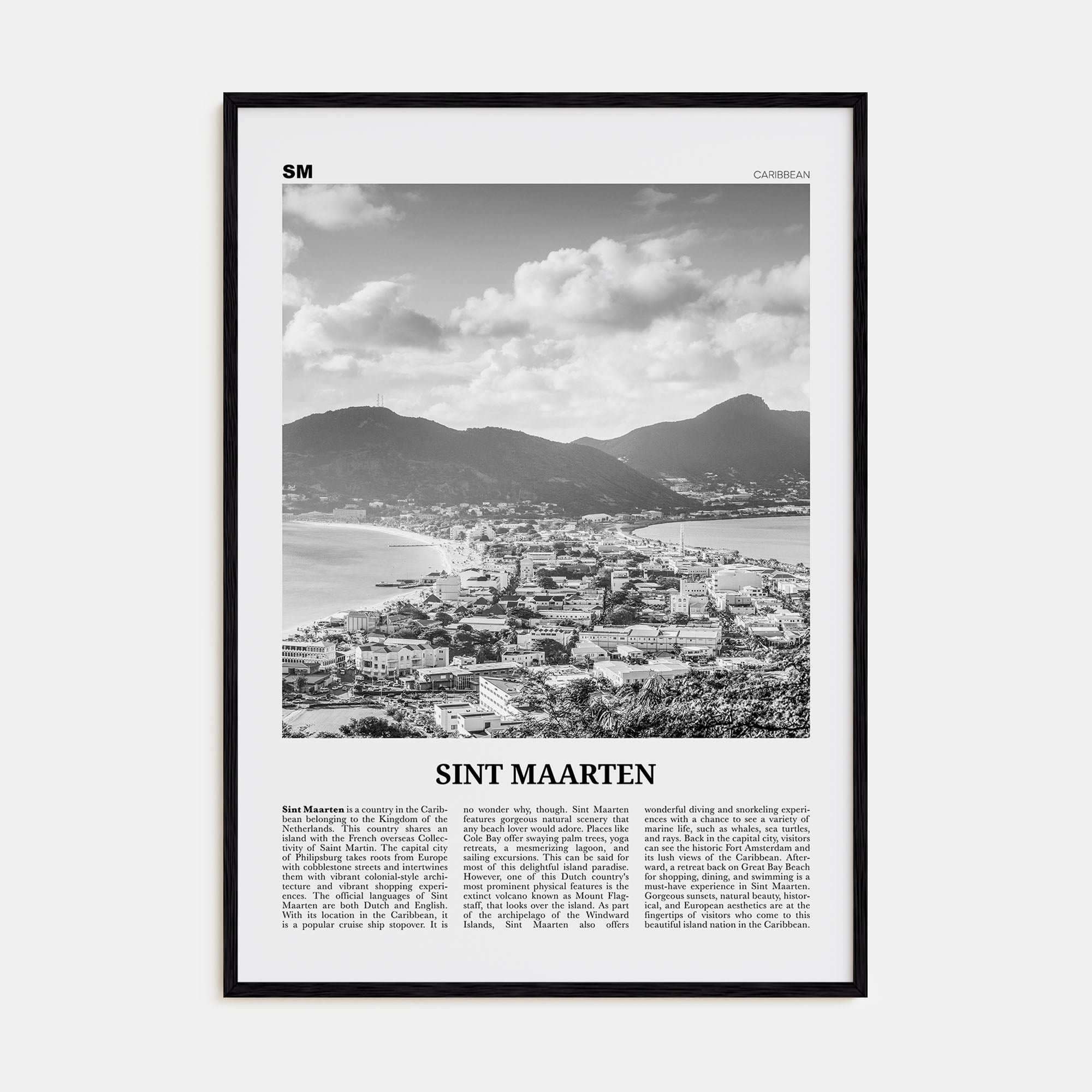 Sint Maarten Travel B&W No 1 Poster