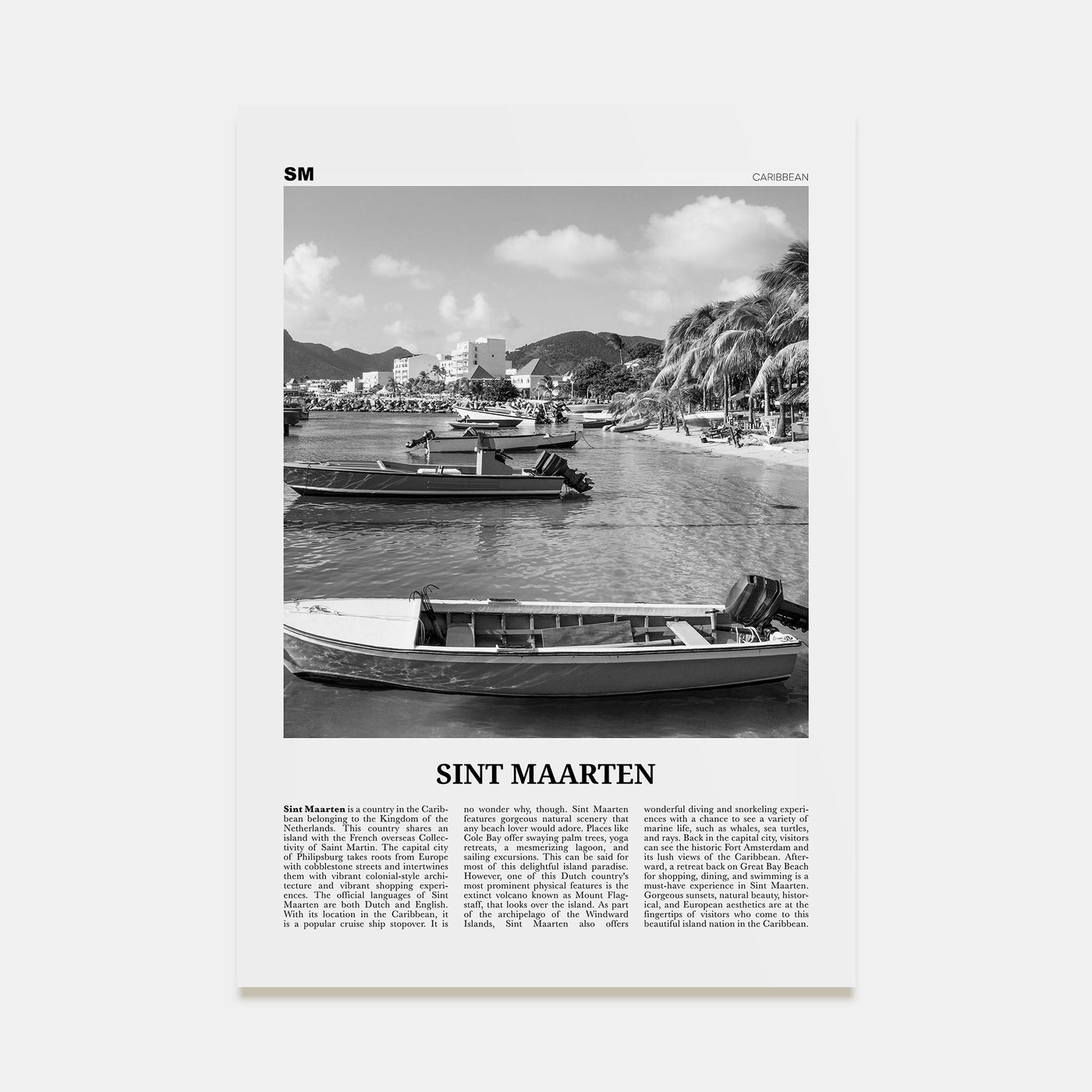 Sint Maarten Travel B&W No 2 Poster