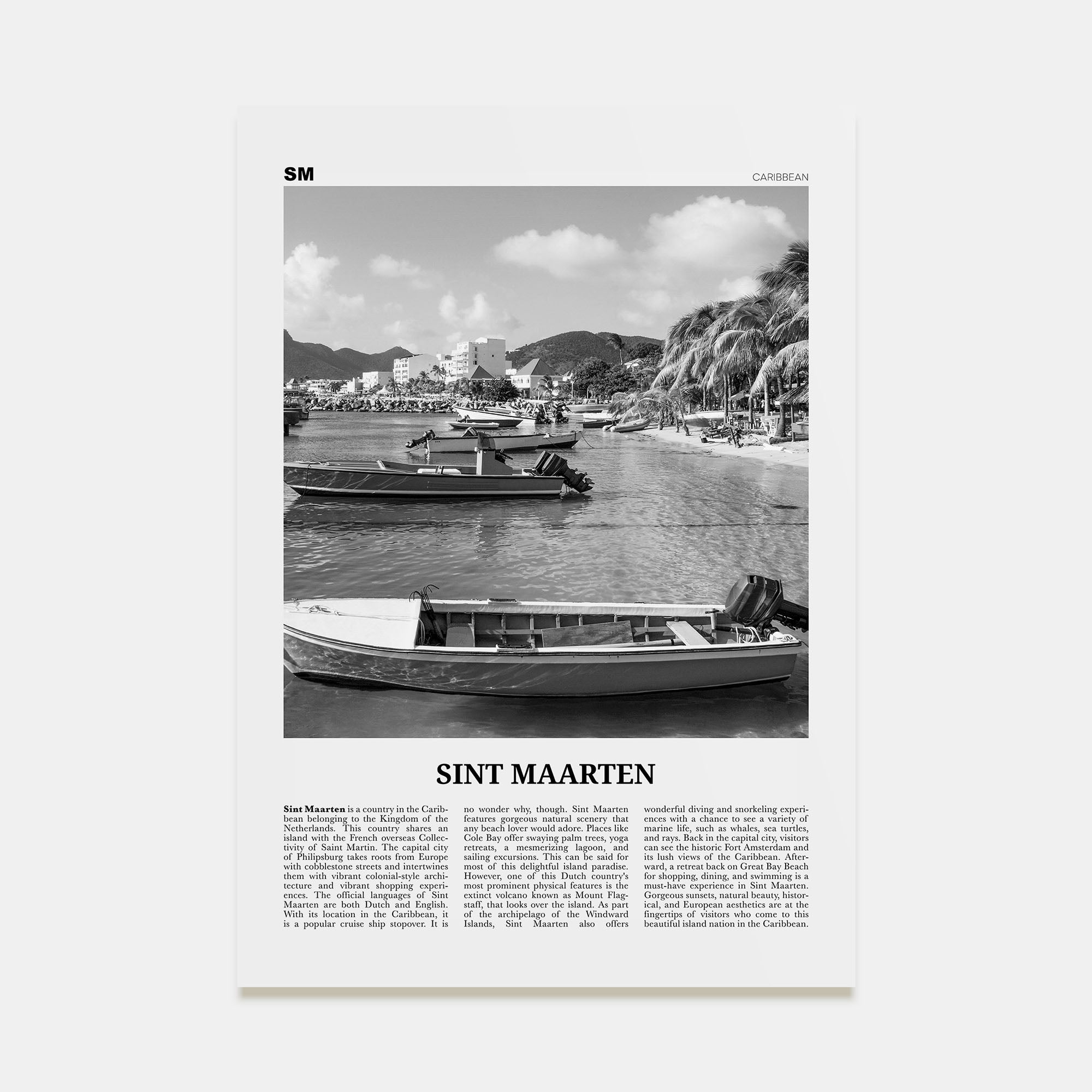 Sint Maarten Travel B&W No 2 Poster