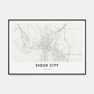 Sioux City Map Landscape Poster