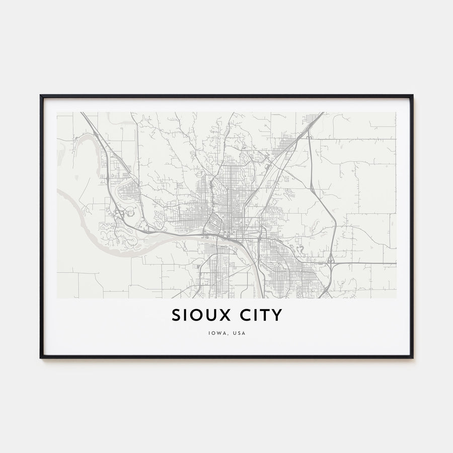Sioux City Map Landscape Poster