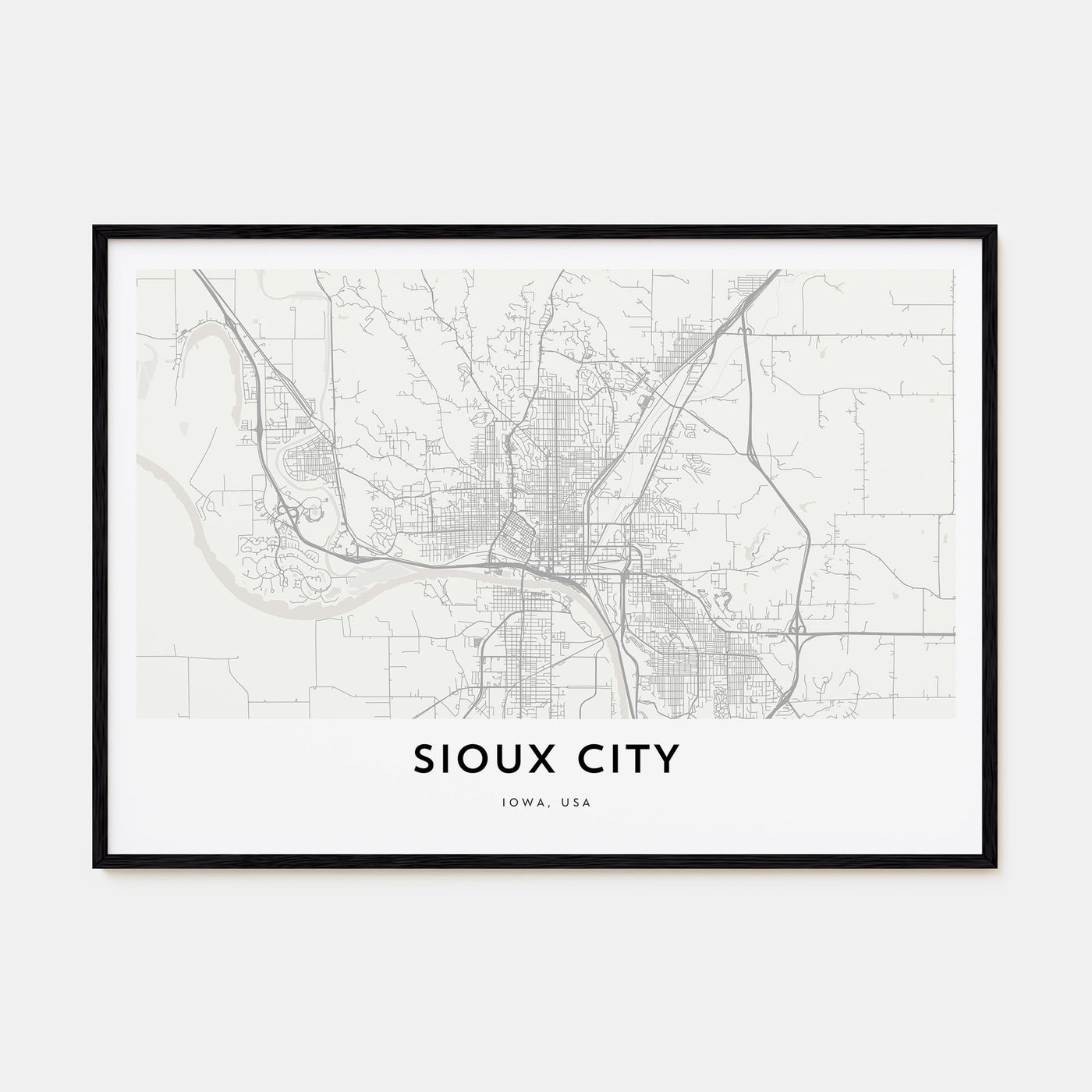 Sioux City Map Landscape Poster