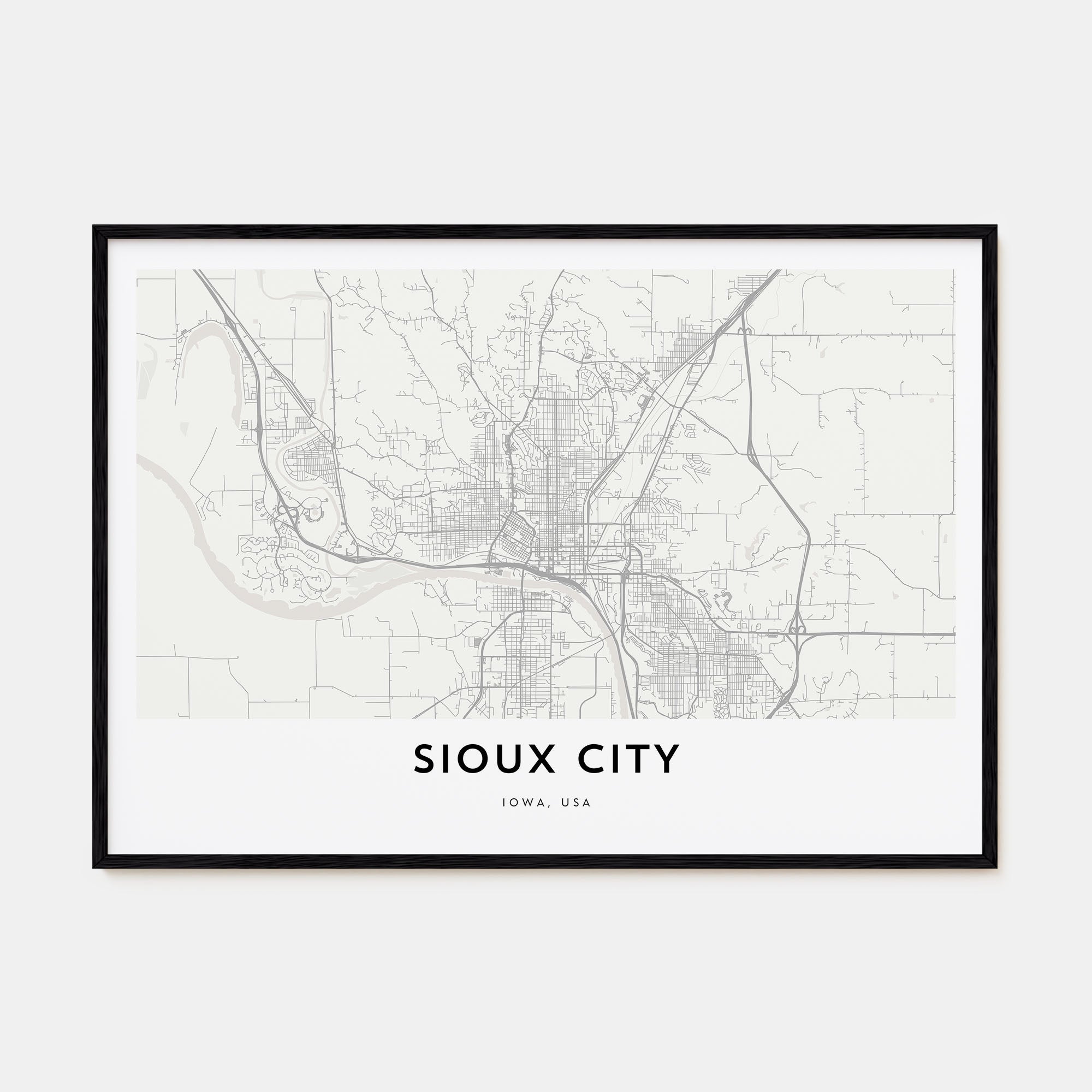 Sioux City Map Landscape Poster